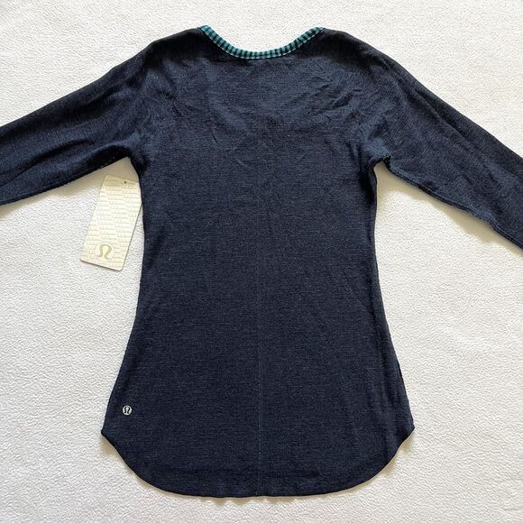 NWT Lululemon Open Your Heart Long Sleeve Heathered Ink Classic Stripe Top 2 - Picture 7 of 11